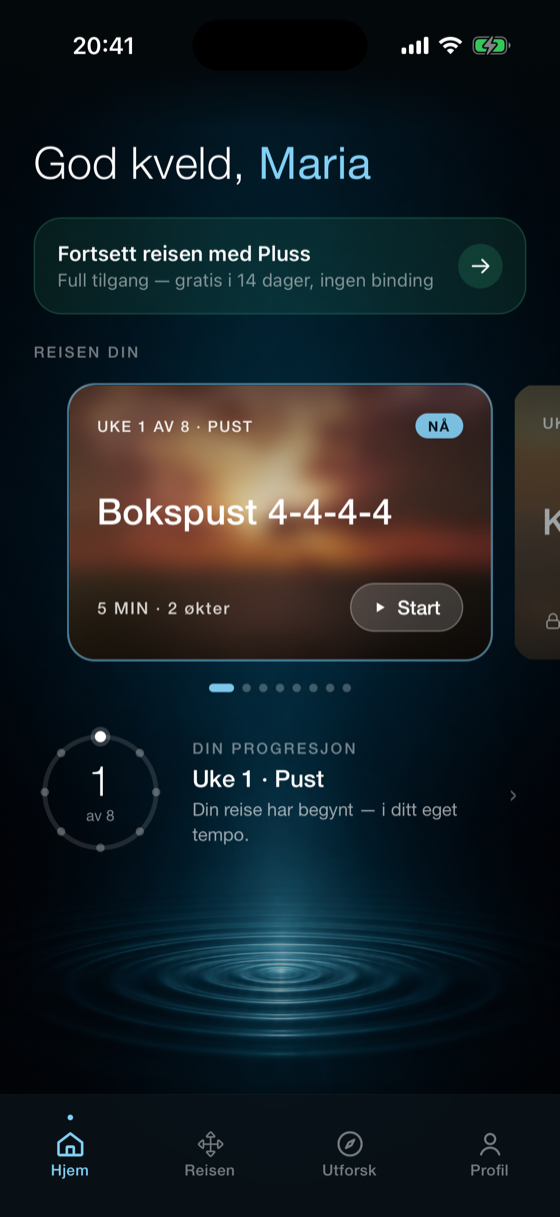 Una — hjemskjerm